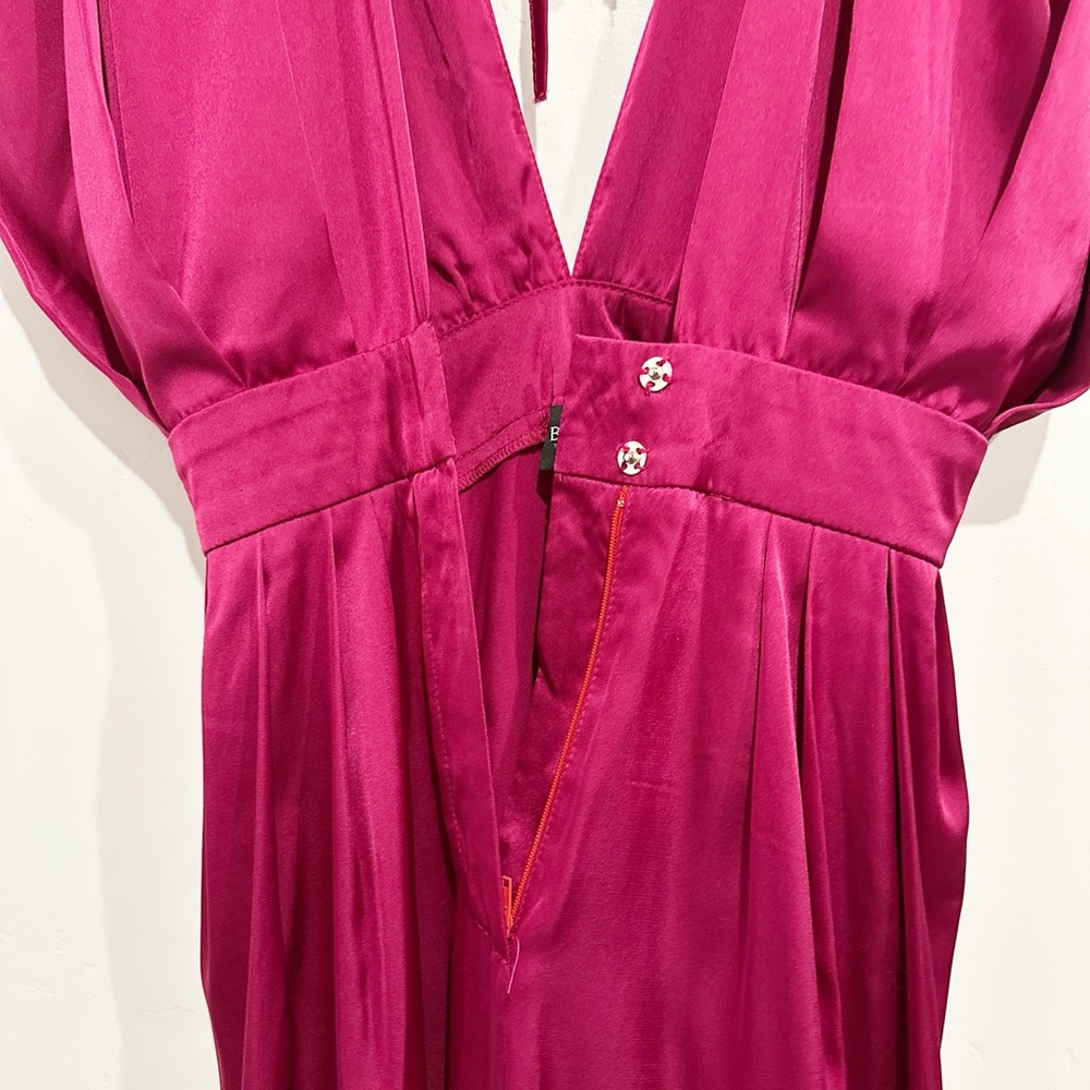 NWT BLUZAT Fuchsia Maxi Draped Jumpsuit Size XS - Picture 13 of 14